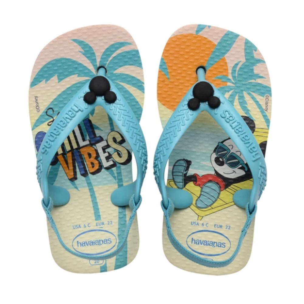 Havaianas Disney Classics Sandals Flip Flops Mickey Mouse Blue Kids Size 7 NWT